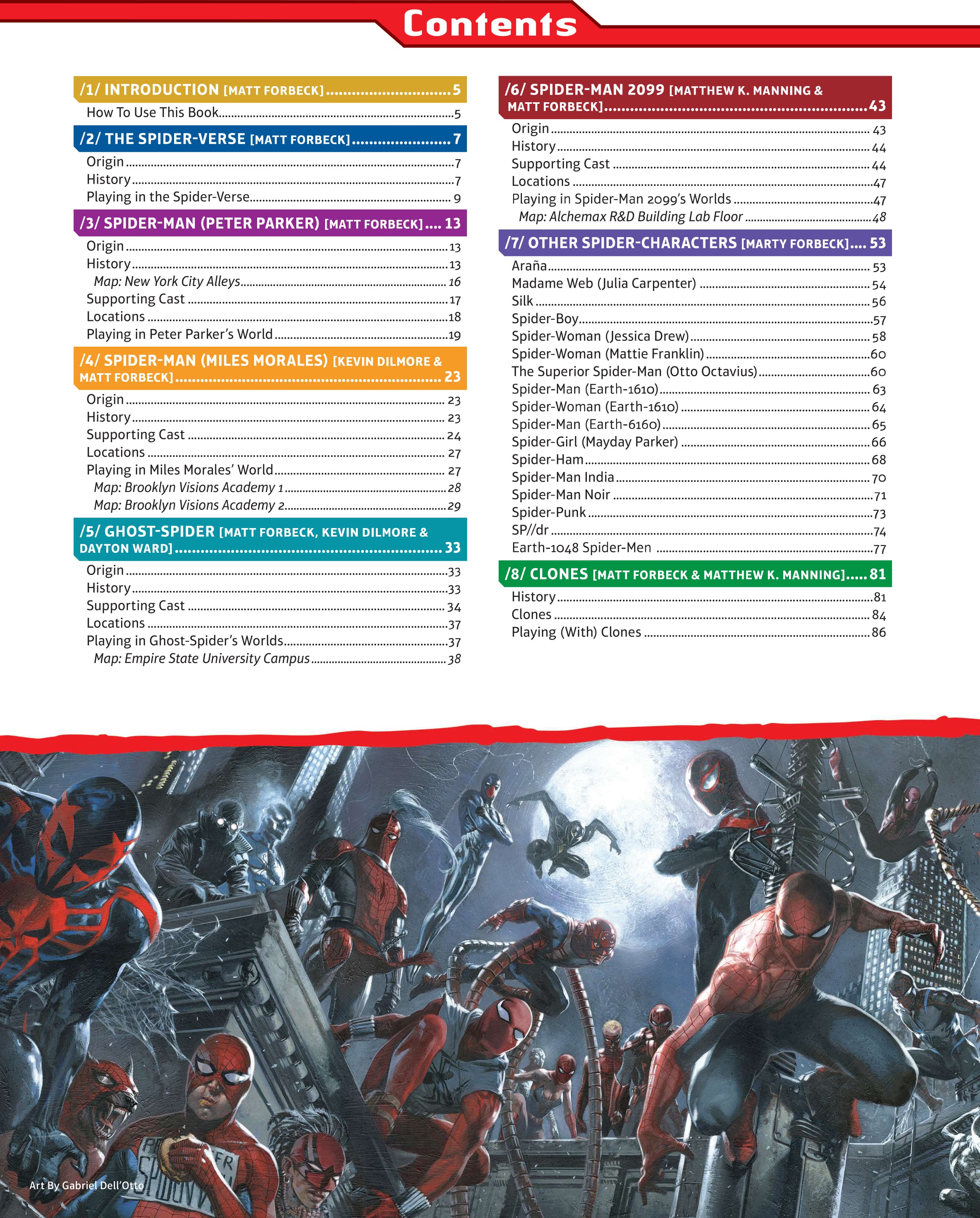Marvel Multiverse RPG Spider-Verse Expansion Table of Contents