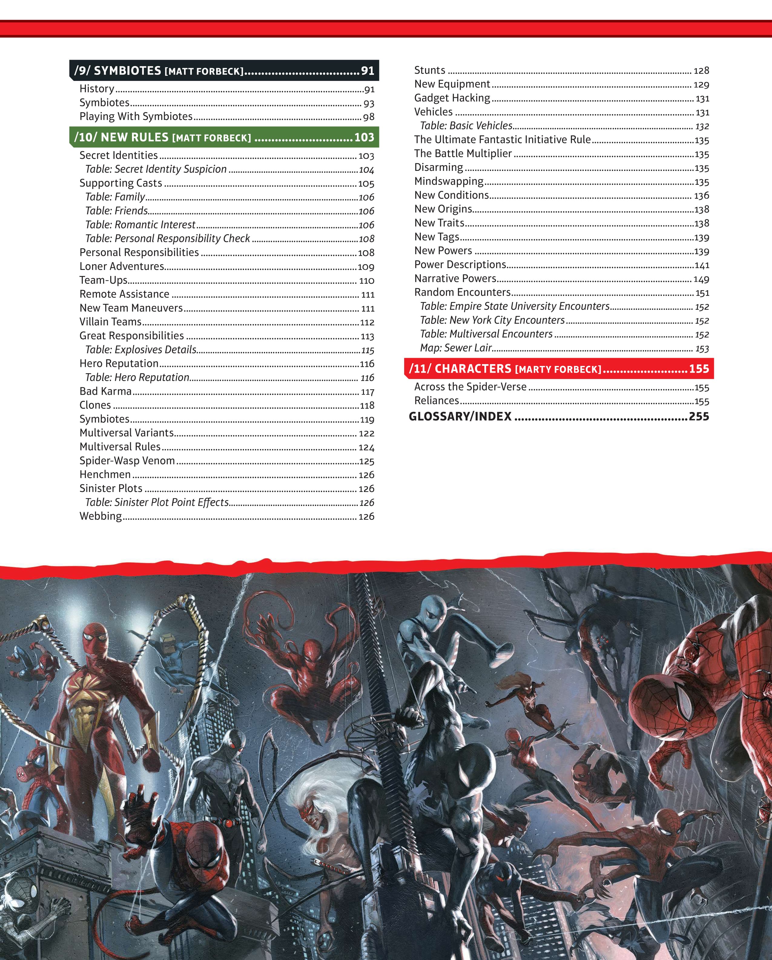Marvel Multiverse RPG Spider-Verse Expansion Table of Contents