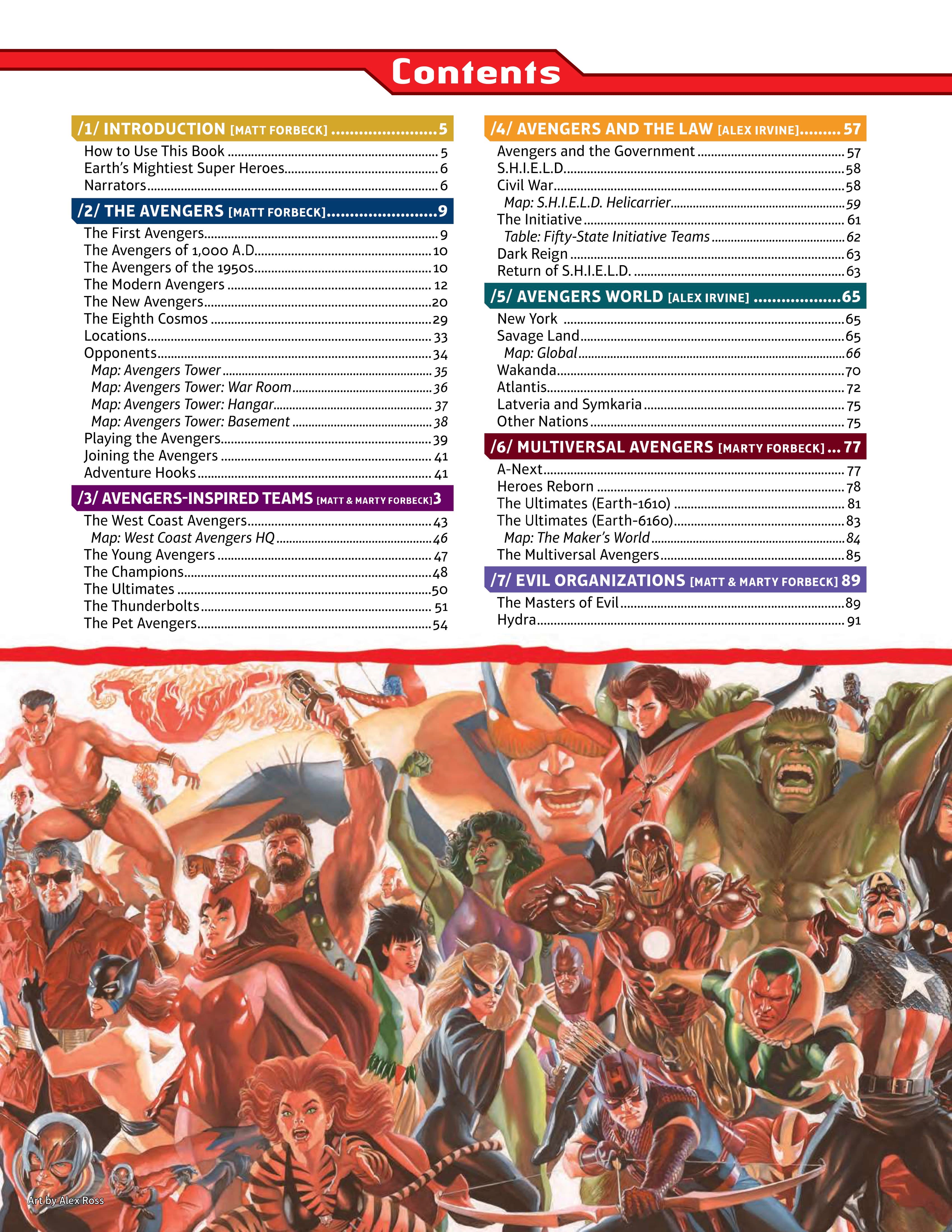 Avengers Expansion Table of Contents
