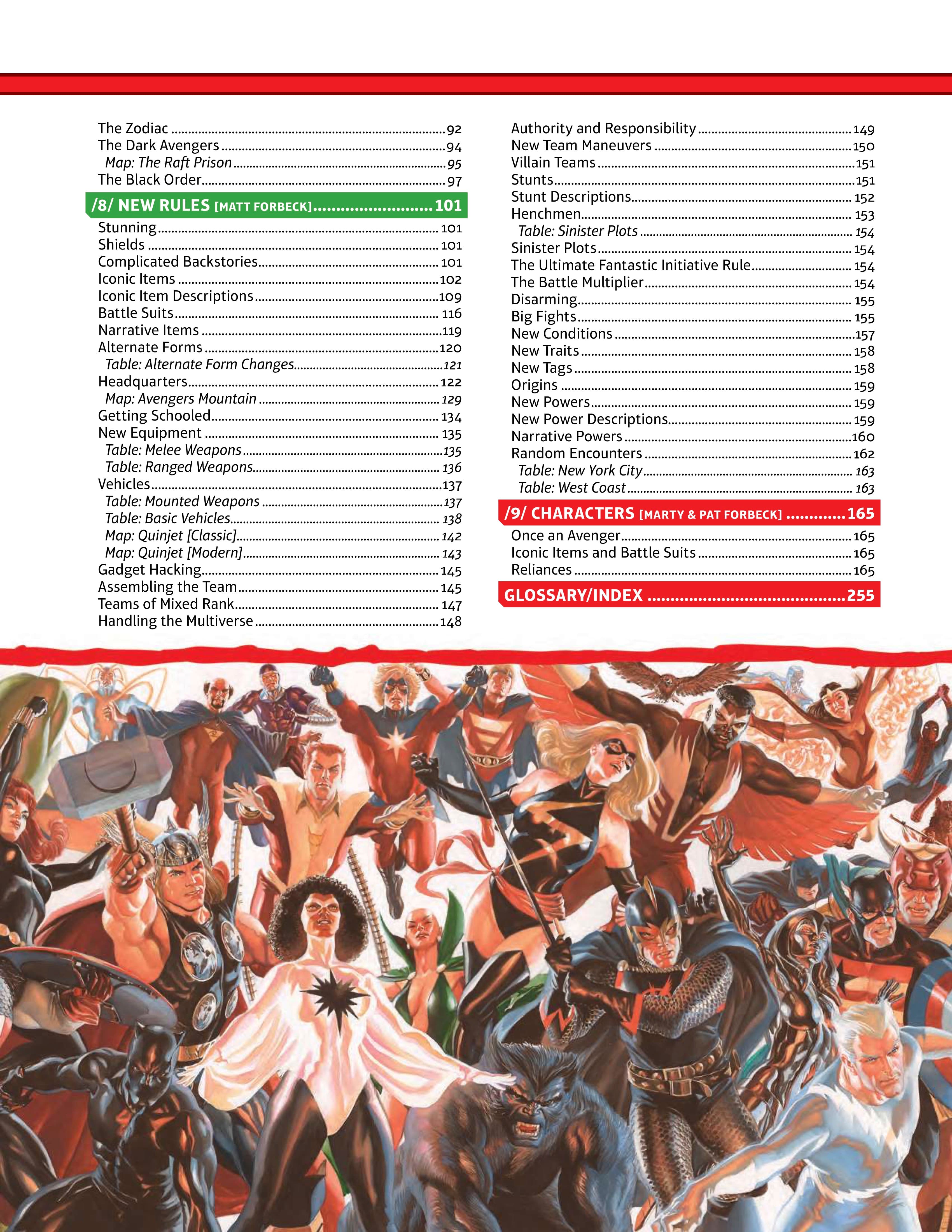 Avengers Expansion Table of Contents