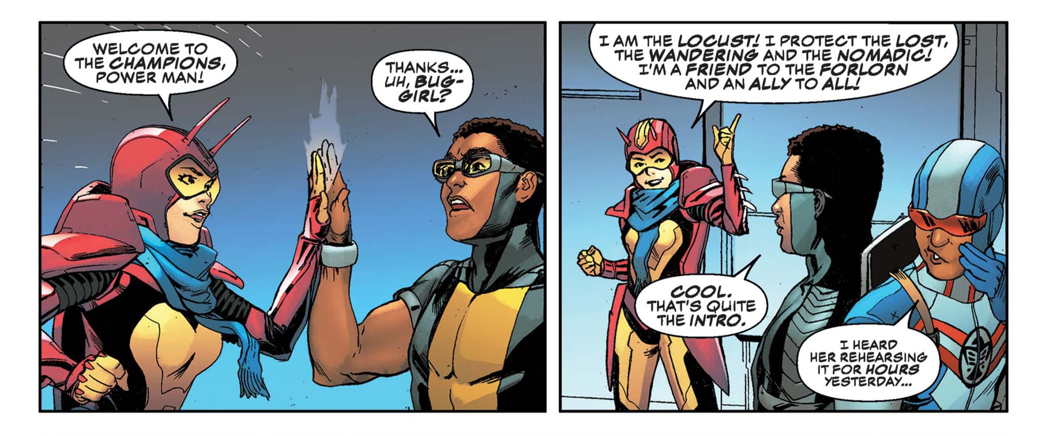 "That's quite the intro" Red Locust The Locust Fernanda Rodriguez CHAMPIONS (2019) #1