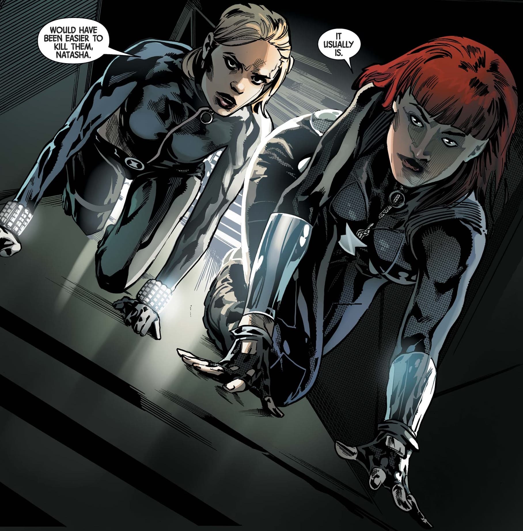 Yelena and Natasha take on a mission together in THE WEB OF BLACK WIDOW (2019) #3.