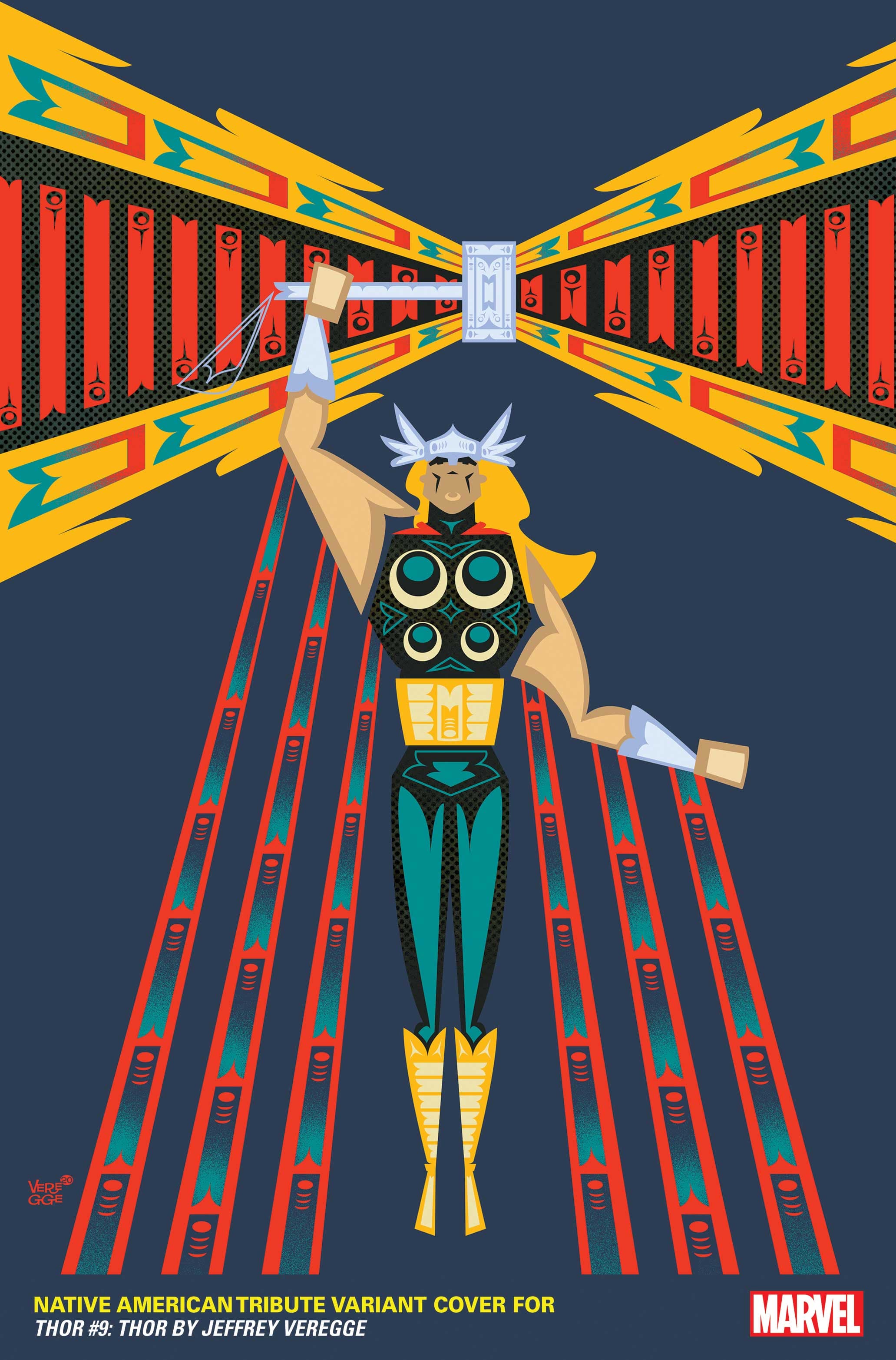 THOR #9 THOR NATIVE AMERICAN TRIBUTE VARIANT COVER by JEFFREY VEREGGE by JEFFREY VEREGGE