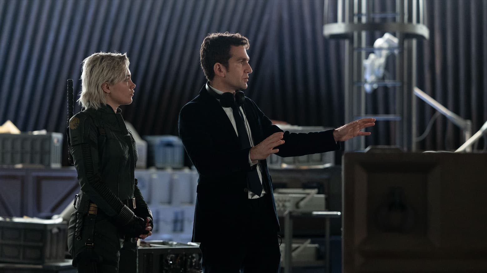 Florence Pugh and Jake Schreier on the set of Thunderbolts*