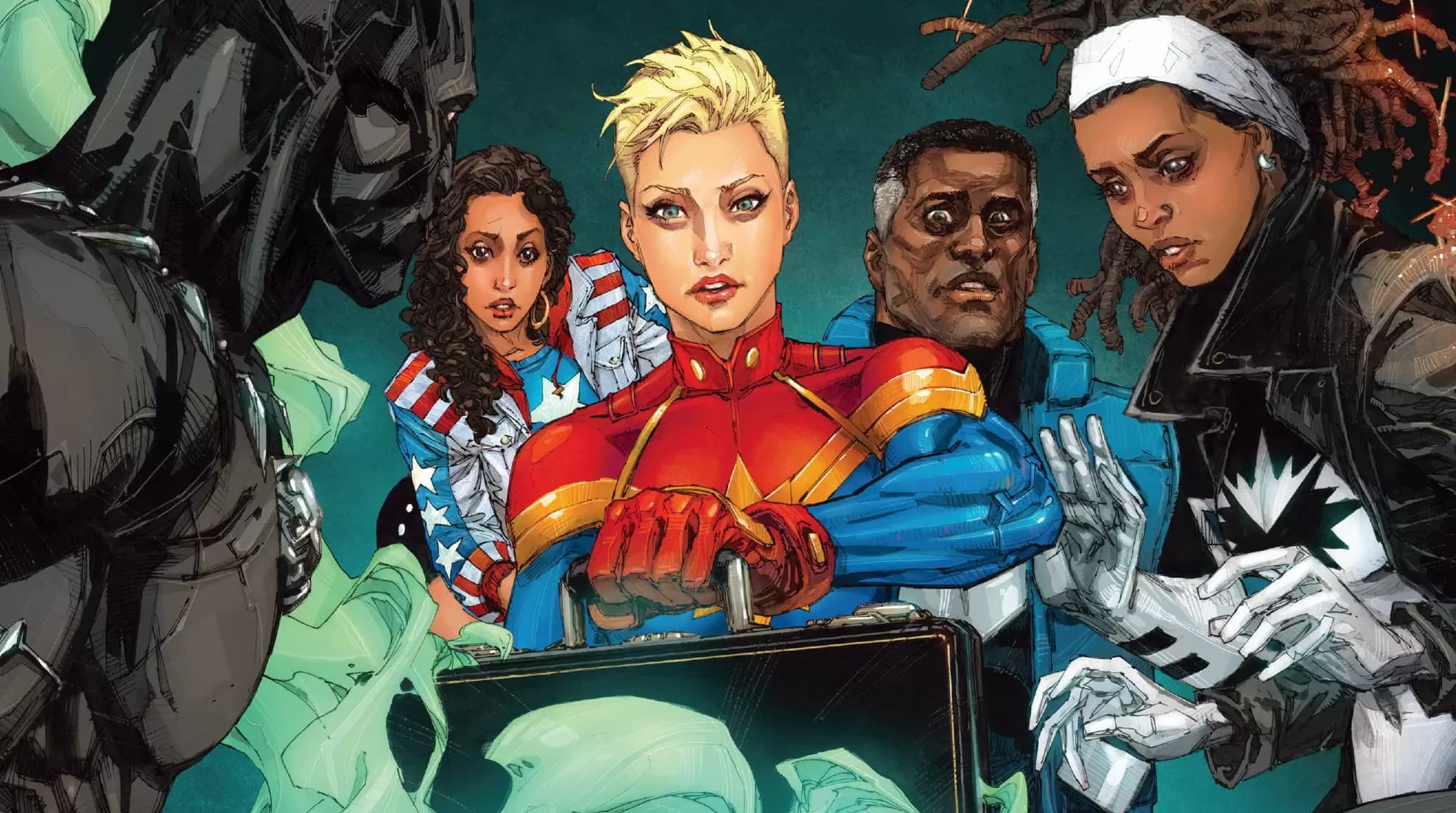 From the cover to ULTIMATES (2015) #10 by Kenneth Rocafort.
