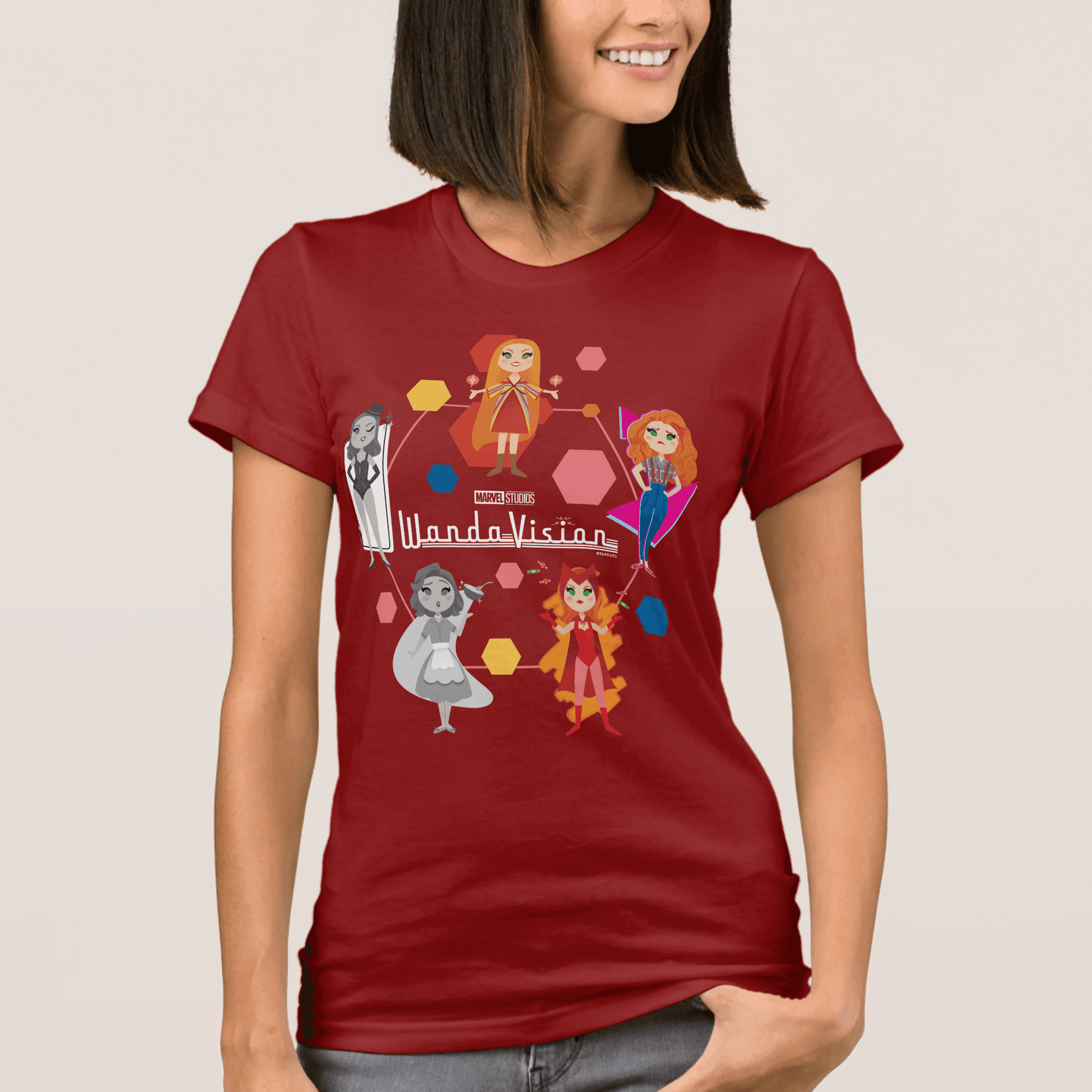 <a href=https://www.shopdisney.com/wandavision-wanda-decade-t-shirt-for-women-customized-7200003120ZES.html>Wanda Decades T-Shirt</a> / Shop Disney 