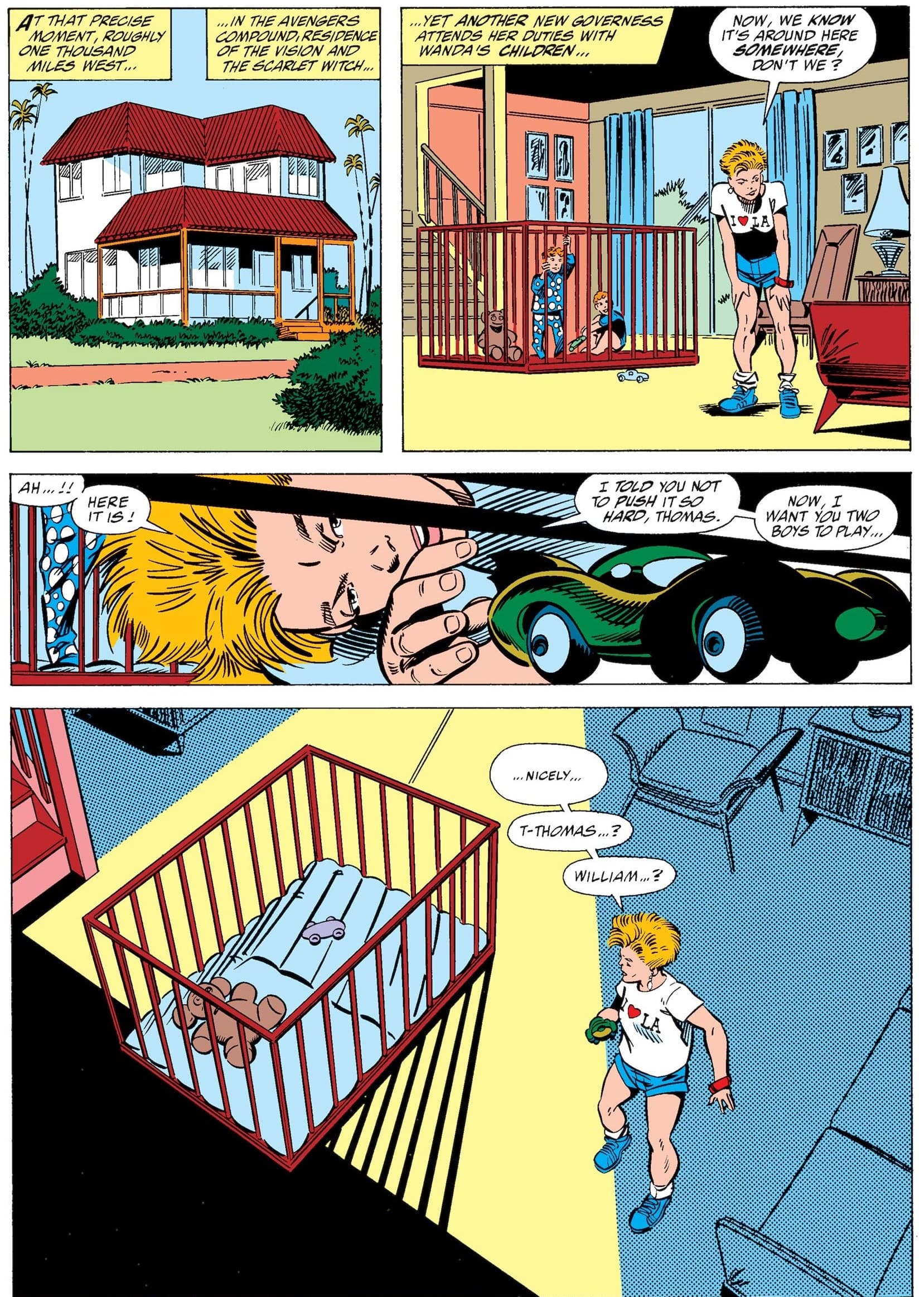 The twins disappear in WEST COAST AVENGERS (1985) #47.