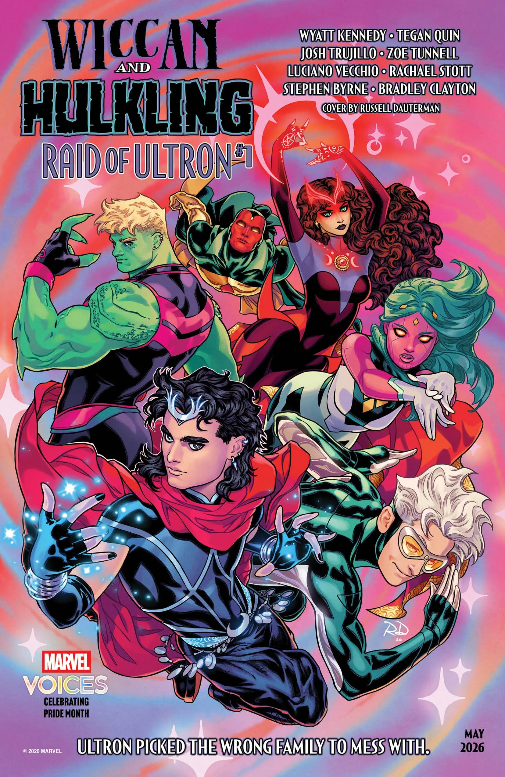 Wiccan, Hulkling, and Scarlet Witch Protect Their Family From