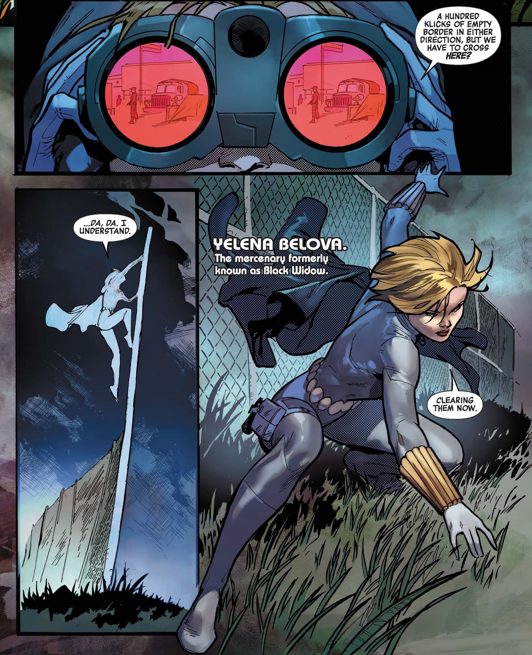 Yelena Belova easily scales a fence.