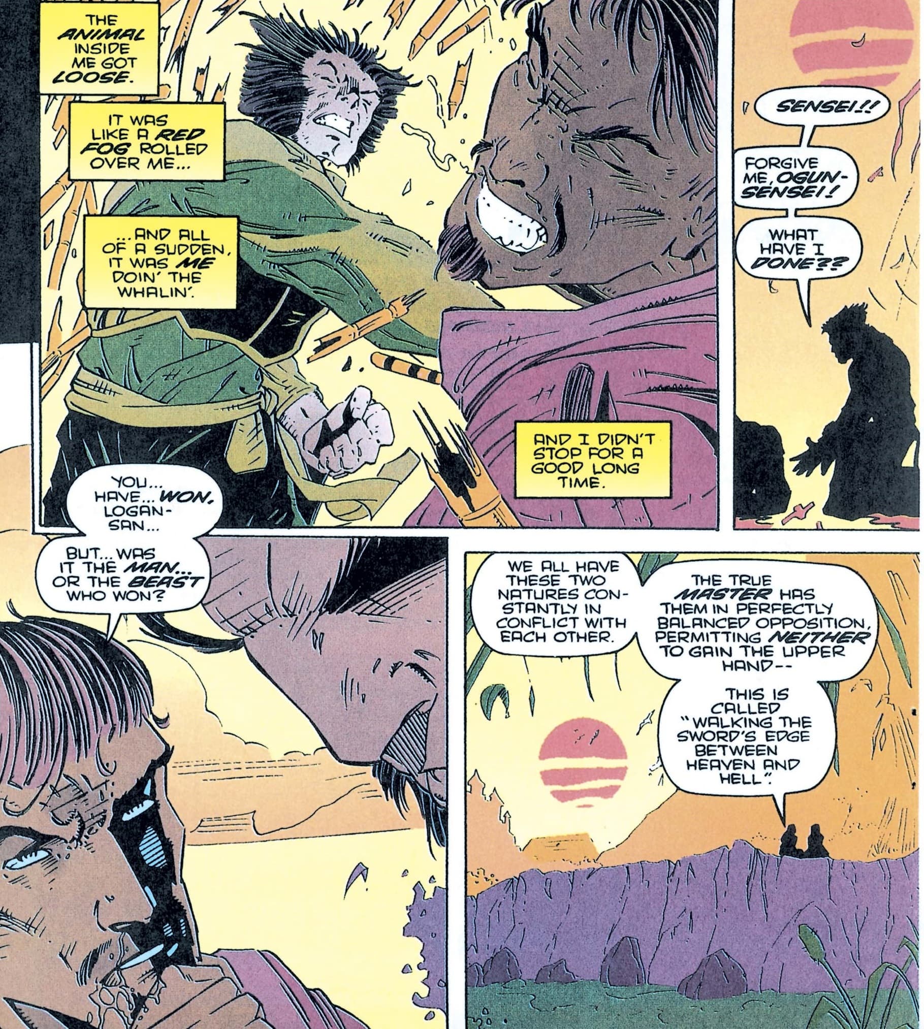 Logan learns a tough lesson from sensei Ogun in WOLVERINE (1988) #89.