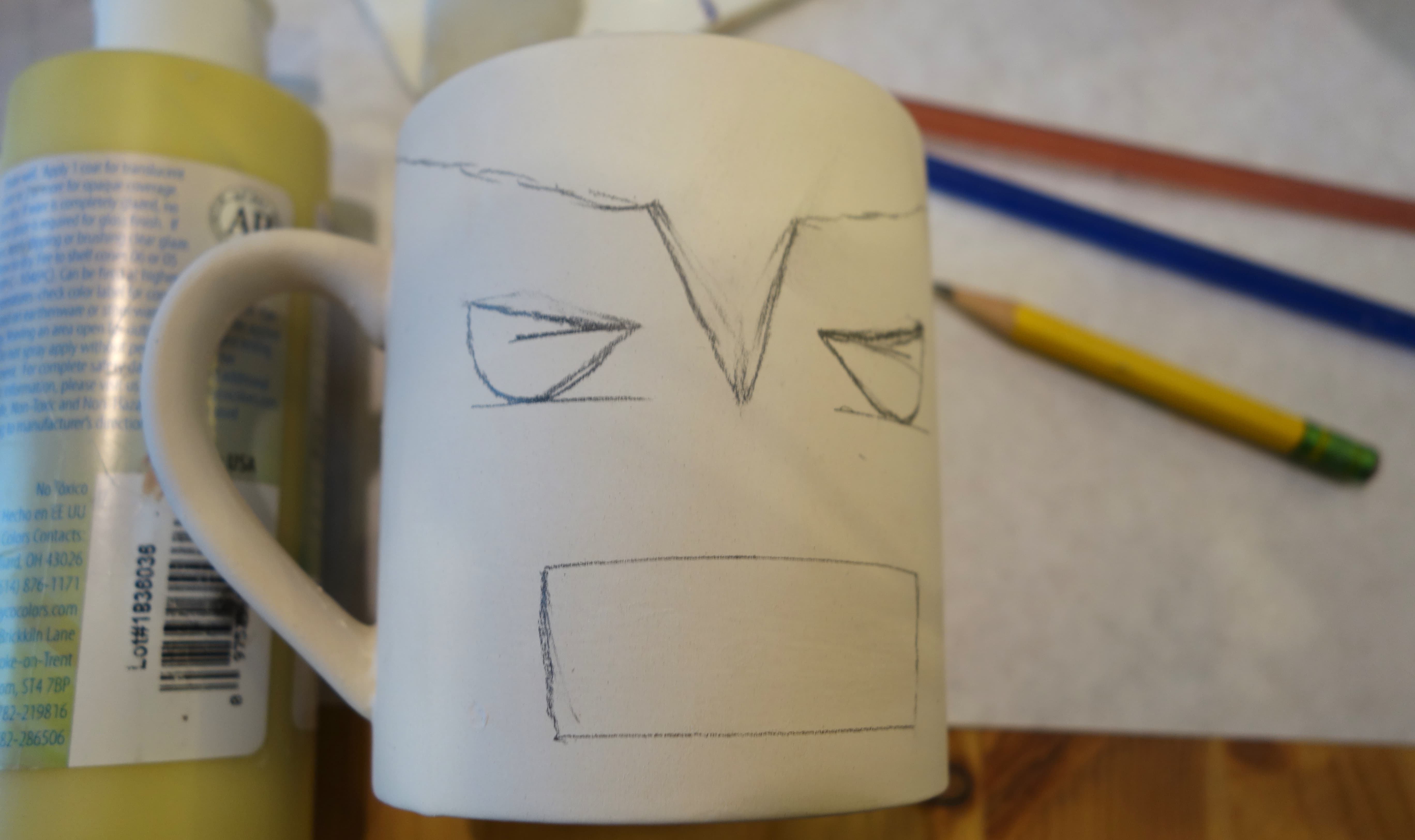 DIY Wolverine Mug Craft - Lightly draw Wolverine&#39;s face and mask