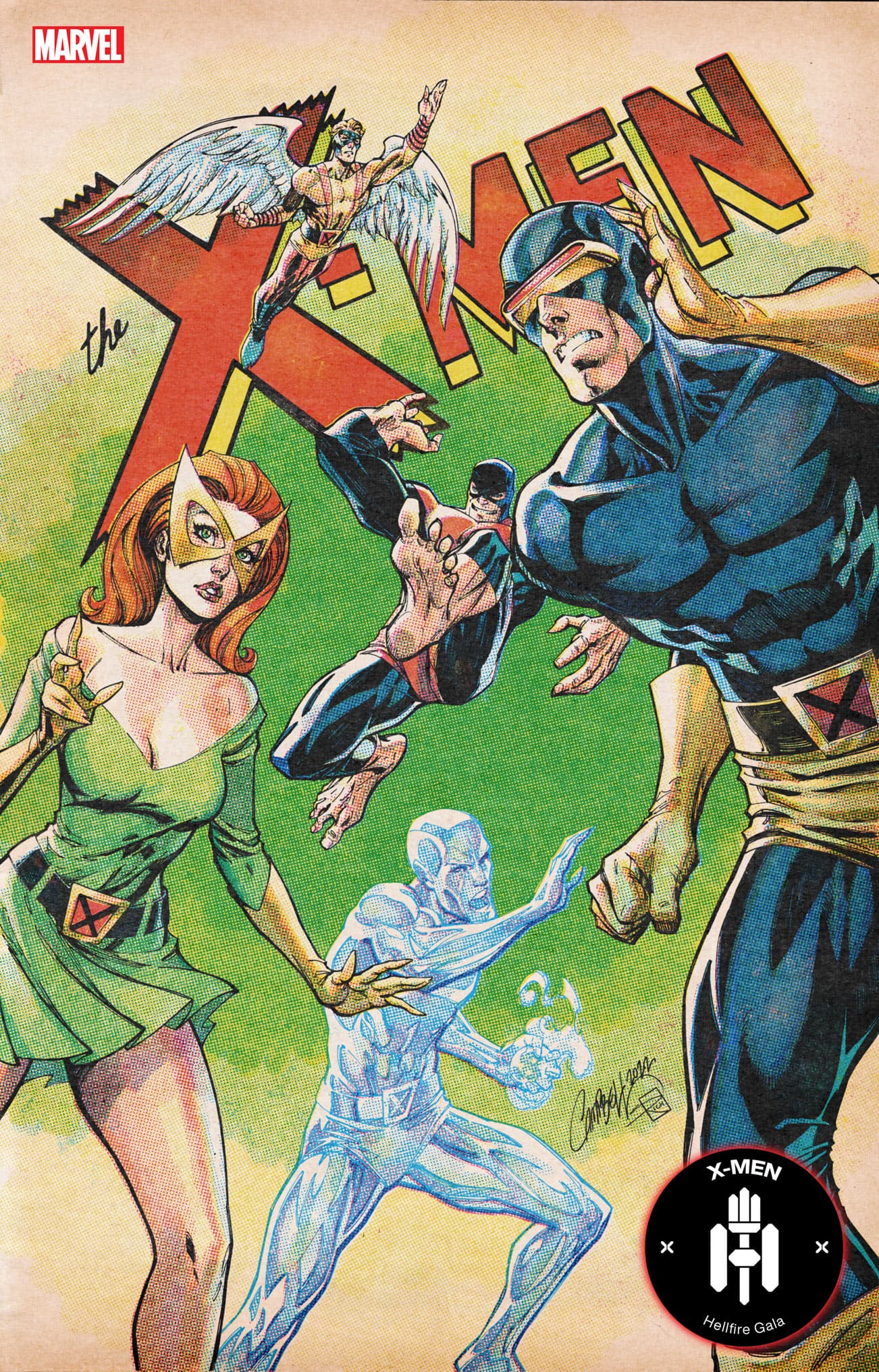 HELLFIRE GALA 2023 #1 Retro Anniversary Variant Cover by J. Scott Campbell