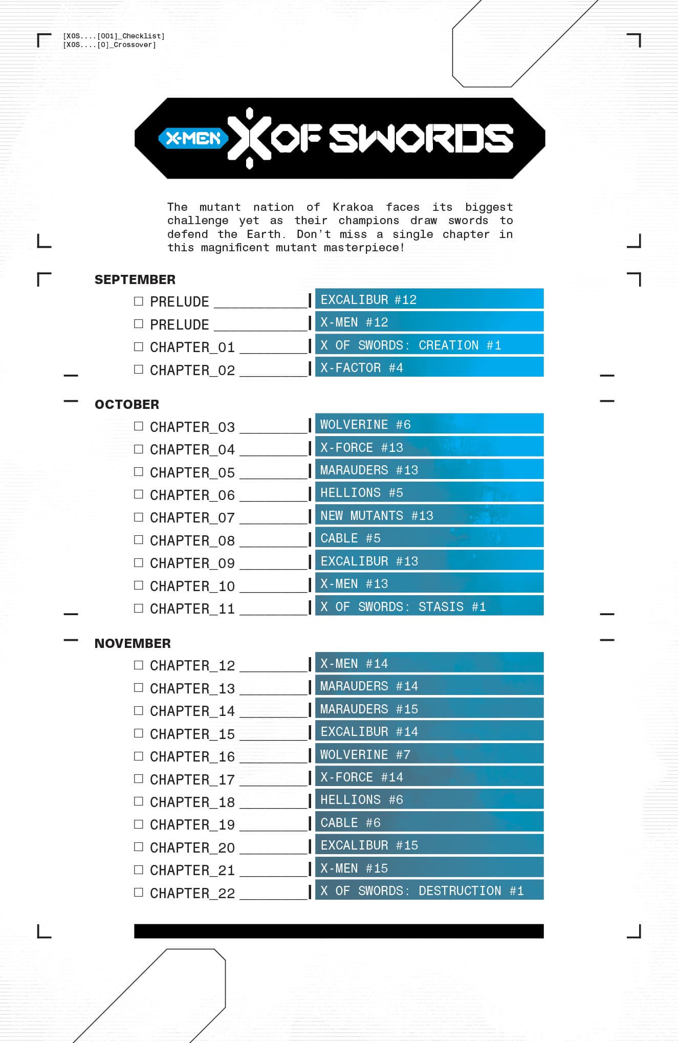 X of Swords checklist