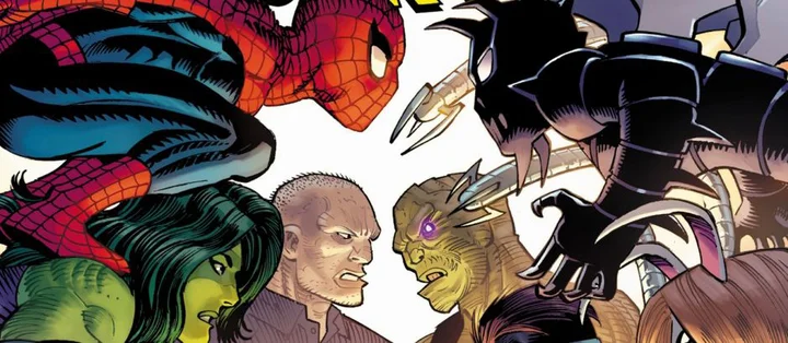 Group shot of characters from Spider-Man Gang War