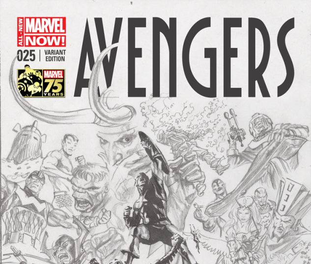 AVENGERS 25 ROSS 75TH ANNIVERSARY SKETCH VARIANT (ANMN, WITH DIGITAL CODE)