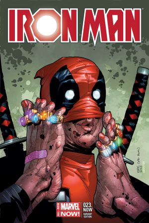 Iron Man (2012) #23 (Kirk Deadpool Party Variant)