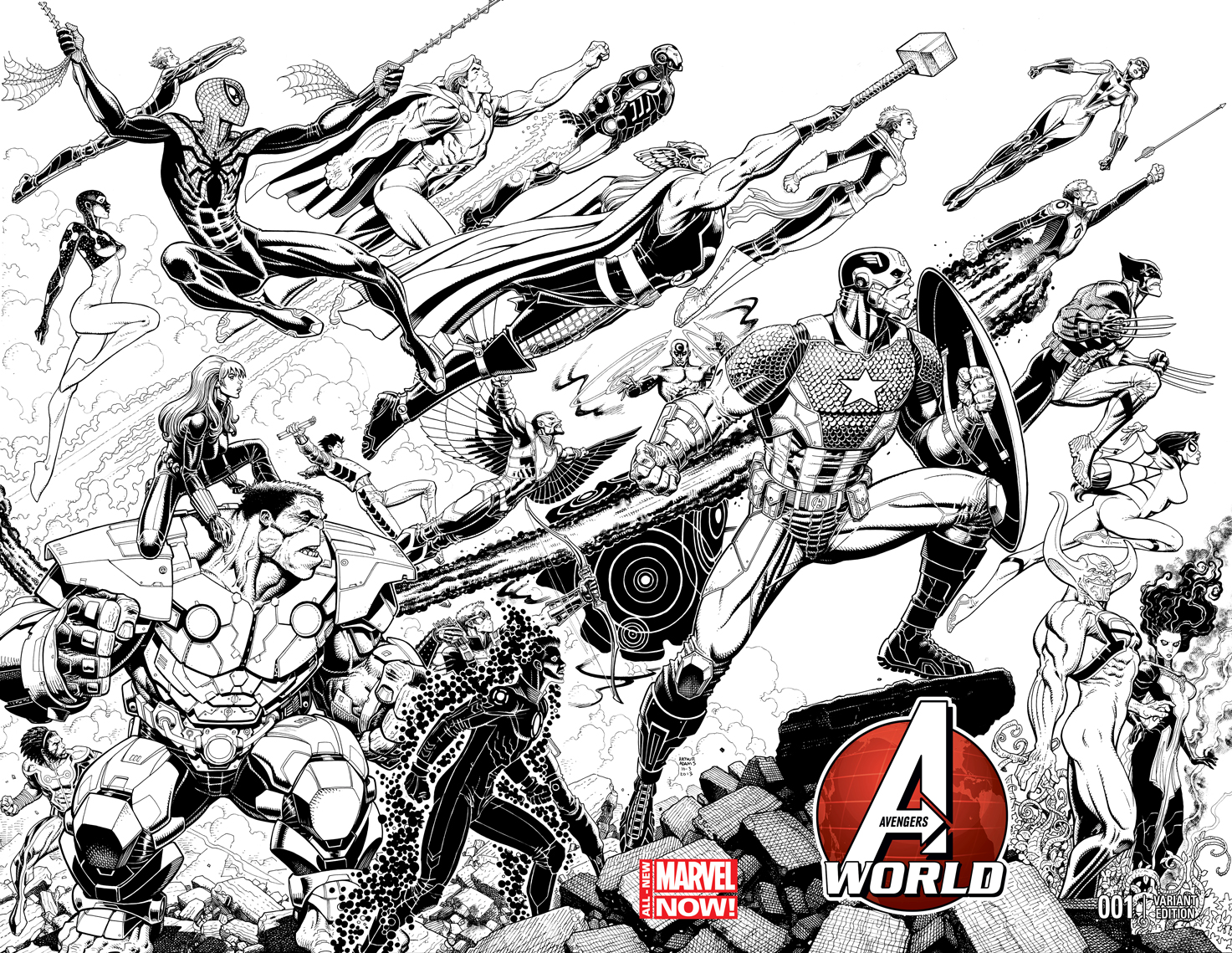 Avengers World (2014) #1 (Adams Wraparound Sketch Variant)