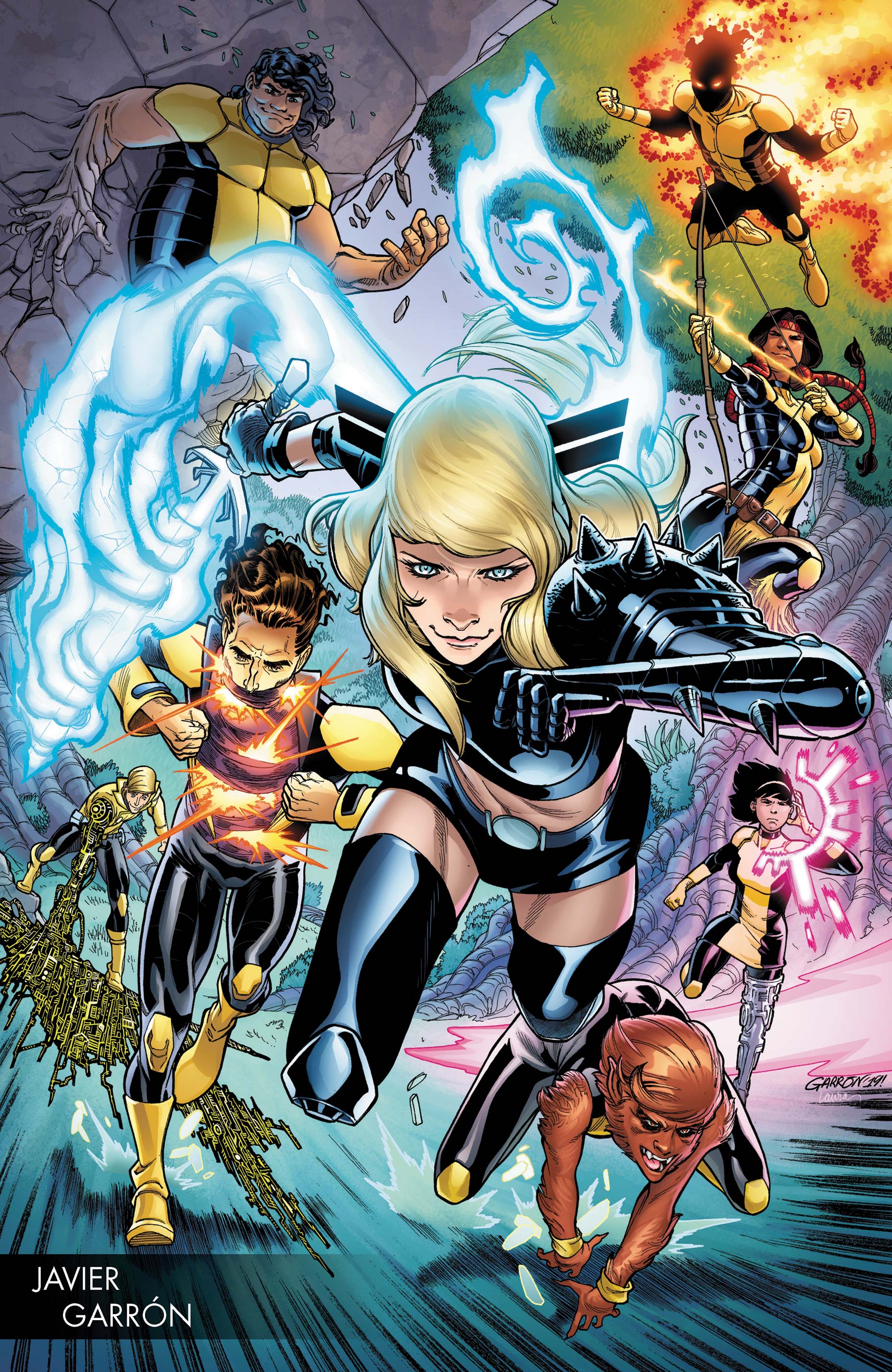 New Mutants #2 - Sunspot, Wolfsbane, Mirage, Karma, Magik, Cypher, Chamber,  and Mondo by Rod Reis *